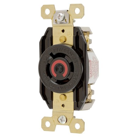 HUBBELL WIRING DEVICE-KELLEMS Locking Devices, Twist-Lock®, Industrial, Flush Receptacle, 20A 3-Phase WYE 277/480 AC, 4-Pole 4-Wire Non- Grounding, L19-20R, Screw Terminal, Black HBL2450